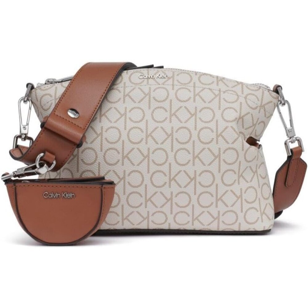 Women’s Leather Crossbody Bag 2-in-1 Zip Top Daily Travel Organizer